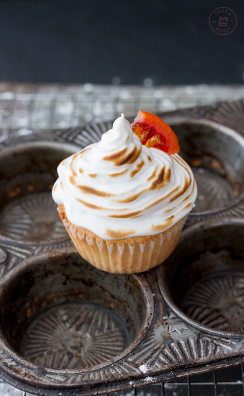 Blood Orange Cupcakes with Marshmallow Cream Frosting | Taste and Tipple