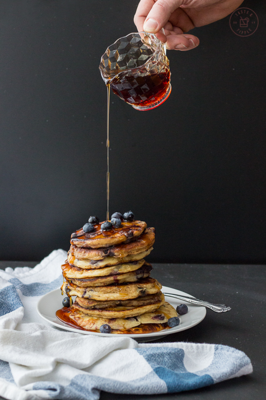Lemon Blueberry Cottage Cheese Pancakes | Taste and Tipple
