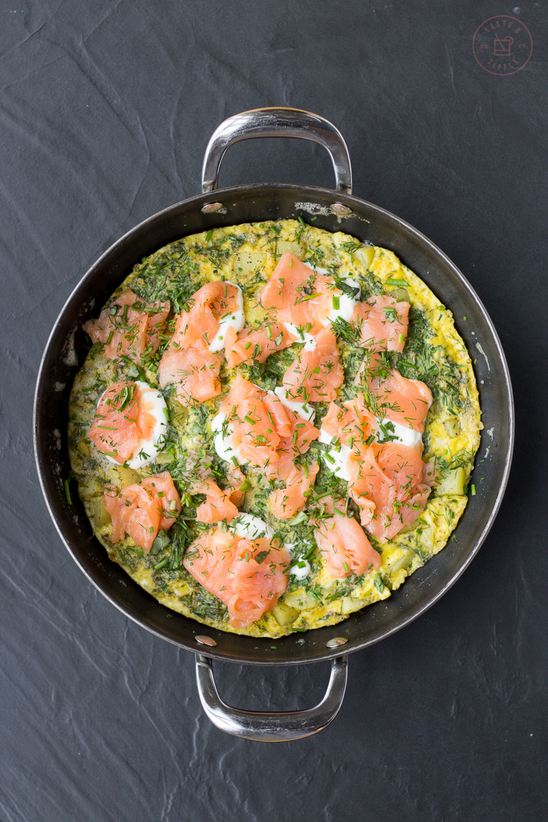 Herbed Salmon and Potato Frittata | Taste and Tipple